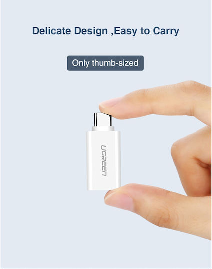 Ugreen Μετατροπέας USB-C male σε USB-A female Λευκό 1τμχ 30155