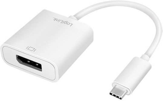 LogiLink Μετατροπέας USB-C male σε DisplayPort female Λευκό 1τμχ UA0246A