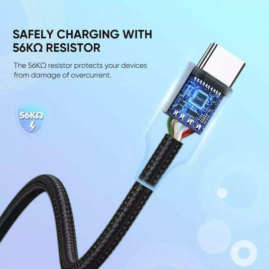 Ugreen US288 Braided USB 2.0 Cable USB-C male - USB-A 15W Γκρι 1m 60126