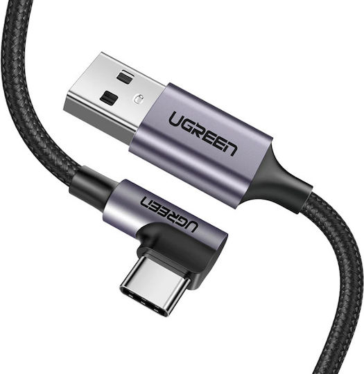 Ugreen US284 Angle (90°) / Braided USB 2.0 Cable USB-C Male - USB-A 18W Black 1m 50941