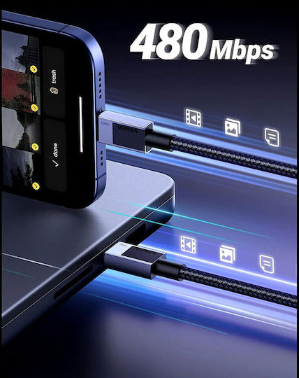 Ugreen USB 2.0 Cable USB-C Male - USB-C 100W PD Black 1m 45063