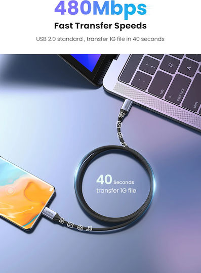 Ugreen USB 2.0 Cable USB-C male - USB-C 240W PD Γκρι 2m 90440