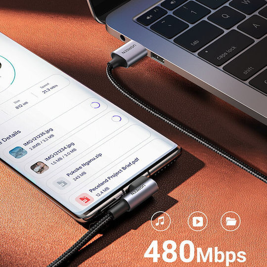 Ugreen US284 Braided USB 2.0 Cable USB-C male - USB-A 18W Μαύρο 3m 70255
