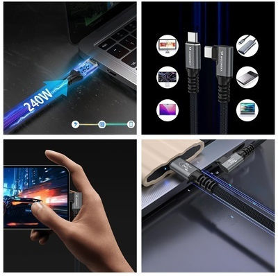 Wozinsky Video Cable USB-C male - Thunderbolt 4 240W PD Μαύρο 1m