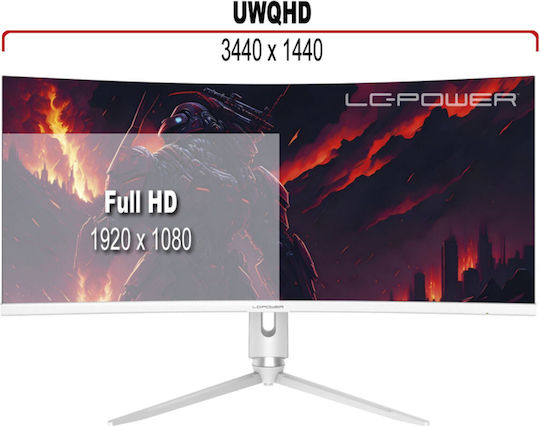 LC-Power LC-M34-Q-C-PRO Ultrawide VA HDR Curved Gaming Monitor 34" QHD 3440x1440 165Hz με Χρόνο Απόκρισης 3ms GTG Λευκό