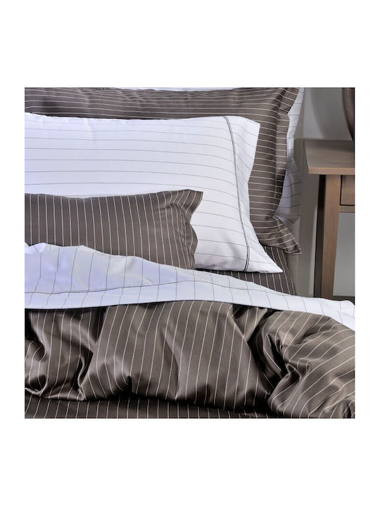 Down Town Home Подредба Плик За Завивка 100% Памук King Size с 2 Калъфки За Възглавници 260x250см Pin Stripe S884 Тъмносив