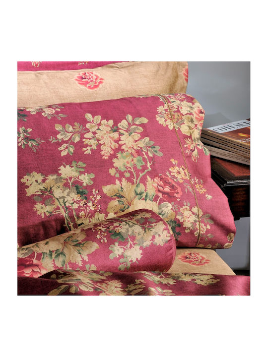 Down Town Home Cotton Duvet Cover Set 170x240cm Single with Pillowcase English Flower S886 Red