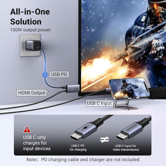 Ugreen Cablu HDMI de sex masculin - USB-C 2m Gri