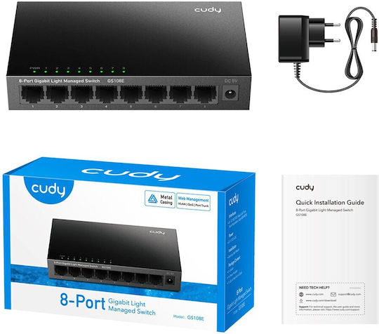 Cudy GS108E v1 Managed L2 Switch με 8 Θύρες Gigabit (1Gbps) Ethernet