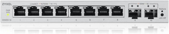 Zyxel GS1200-10V3-EU0101F Managed L2 Switch με 8 Θύρες Gigabit (1Gbps) Ethernet