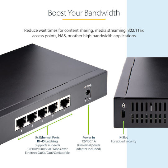 StarTech DS52000 Unmanaged L2 Switch με 5 Θύρες Gigabit (1Gbps) Ethernet