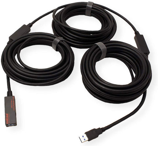 Roline USB 2.0 Cable USB-A male - USB-A female Μαύρο 20m 12.04.1072-5