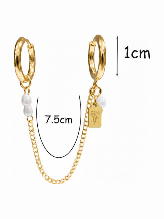Elegant Ohrringe Ohrhänger aus Stahl Vergoldet mit Perlen Elegant Ohrringe Ohrhänger aus Stahl Vergoldet mit Perlen