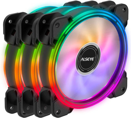 Alseye Halo 4.0 Case Fan 120mm (1100rpm / 24.8cfm) με RGB Φωτισμό και Σύνδεση 3-Pin / 4-Pin Molex 3τμχ