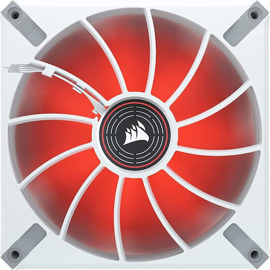 Corsair ML140 LED Elite Premium Case Fan (1600rpm / 82.9cfm) with Red LED Colour and 4-Pin PWM Connection White