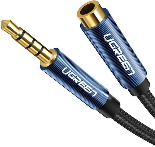 Ugreen TRRS 3.5mm Male to 3.5mm Female Audio Cable Blue 1.5m with Gold Plated Terminals 40674