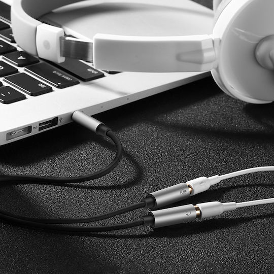 Ugreen TRRS 3.5mm Male - 3.5mm Female Audio Cable Black 0.2m with Gold Plated Terminals 30620