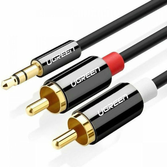 Ugreen Καλώδιο Ήχου 3.5mm male - RCA male Μαύρο 2m με Επίχρυσους Ακροδέκτες 10584