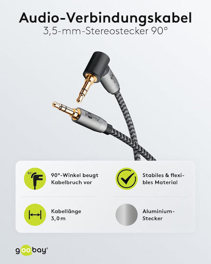 Goobay Καλώδιο Ήχου 3.5mm male - 3.5mm male Μαύρο 3m 65282