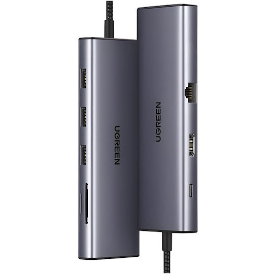 Ugreen CM498 USB-C Docking Station mit HDMI 4K PD Ethernet und Verbindung 2 Monitore Blau