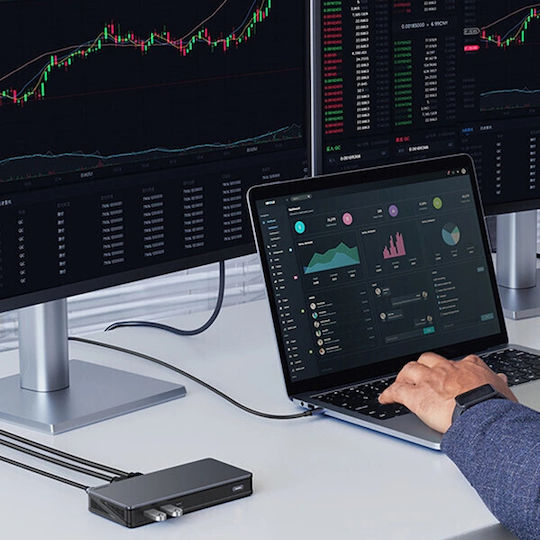 Ugreen CM615 USB-C Docking Station με HDMI/DisplayPort 4K PD Ethernet και σύνδεση 2 Οθονών Μαύρο