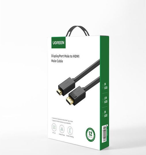 Ugreen Cable DisplayPort male - HDMI male 3m Μαύρο (10203)