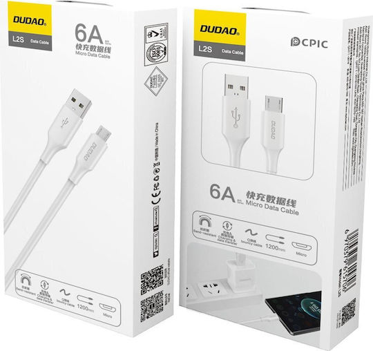 Usb-a Regular USB 2.0 to micro USB Cable Λευκό 1.2m (L2SM) 1τμχ