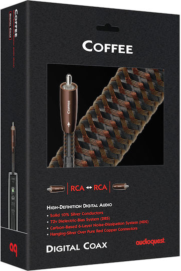 Ψηφιακό Ομοαξονικό Καλώδιο Rca Rca Audioquest Coffee 1,0 M Περιλαμβάνεται Dbs Μαύρο 10% Ασημί