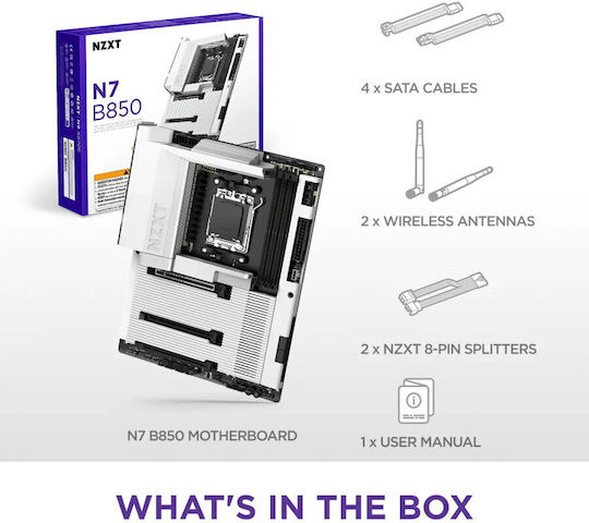 NZXT N7 B850 Wi-Fi Motherboard ATX with AMD AM5 Socket