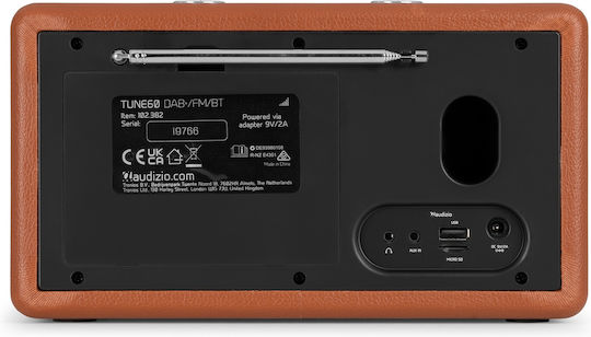 Audizio TUNE60 Retro Επιτραπέζιο Ραδιόφωνο Μπαταρίας DAB+ με Bluetooth και USB Καφέ
