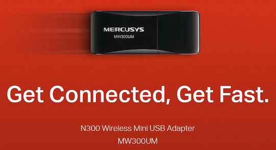 Mercusys N300 USB Netzwerkadapter mit Drahtloser Verbindung Wi-Fi 300Mbps (v1)