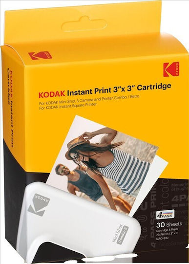 Kodak Photo Paper Instant 7.6x7.6 for Printers Inkjet 30 Sheets