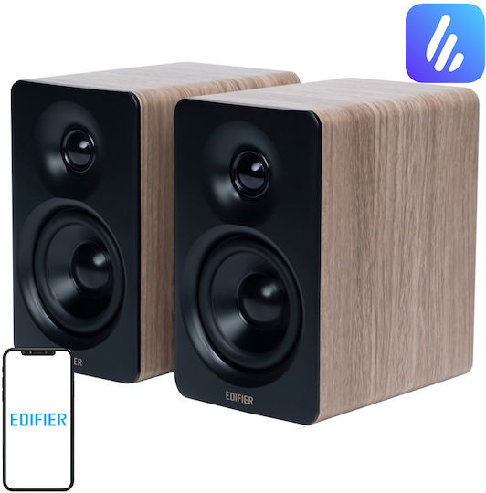 Edifier M60 Ασύρματα Ηχεία Υπολογιστή 2.0 με Bluetooth και Ισχύ 30W σε Καφέ Χρώμα
