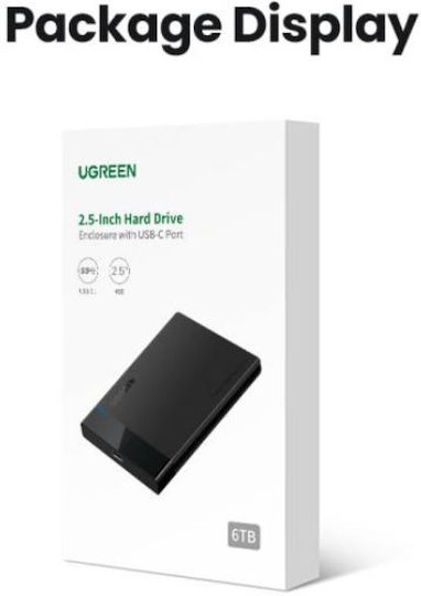 Ugreen Твърд диск кутия 2.5" SATA III с връзка USB 3.0 в Черен цвят