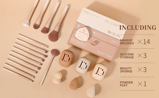 DUcare Set with Makeup Sponges for Silicone Powder 14 Pieces