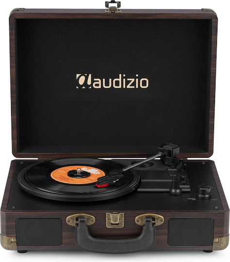 Audizio RP116DW Suitcase Turntables with Preamp and Built-in Speakers Brown