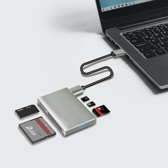 LogiLink Card Reader USB 3.2 για SD/microSD Ασημί