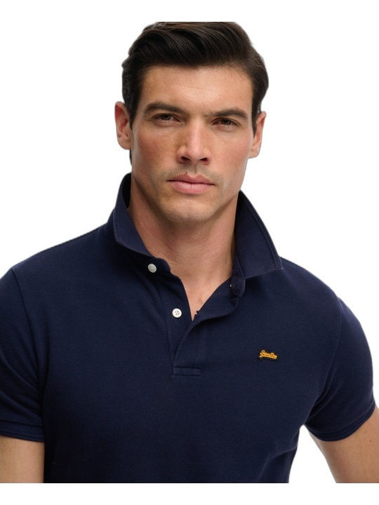 Classic Pique Polo Herrenbluse Kurzarm Rich Navy