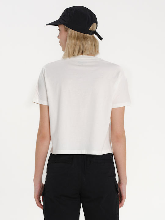 Γυναικείο Crop Top Βαμβακερό Κοντομάνικο Λευκό
