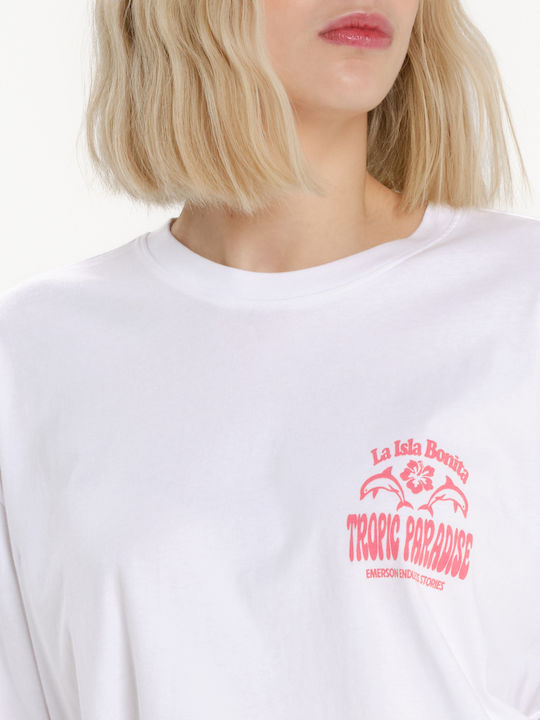 Γυναικείο Αθλητικό Oversized T-shirt Λευκό