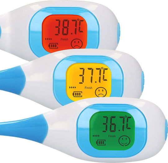 Fysic Digital Thermometer Backlit Display Fever Alarm White Blue