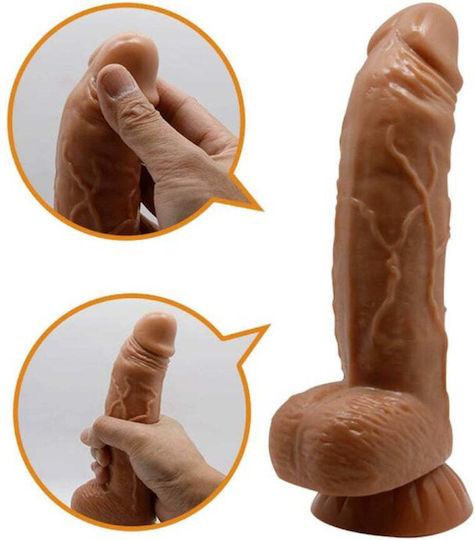 Dildo Realistc Strap-on Cu Veni Proeminente Detasabil Fără Bpa Rezistent La Apă Stimulare Plăceri Unice Ușor De Curățat 20 X 4.4 Cm Nude Maro