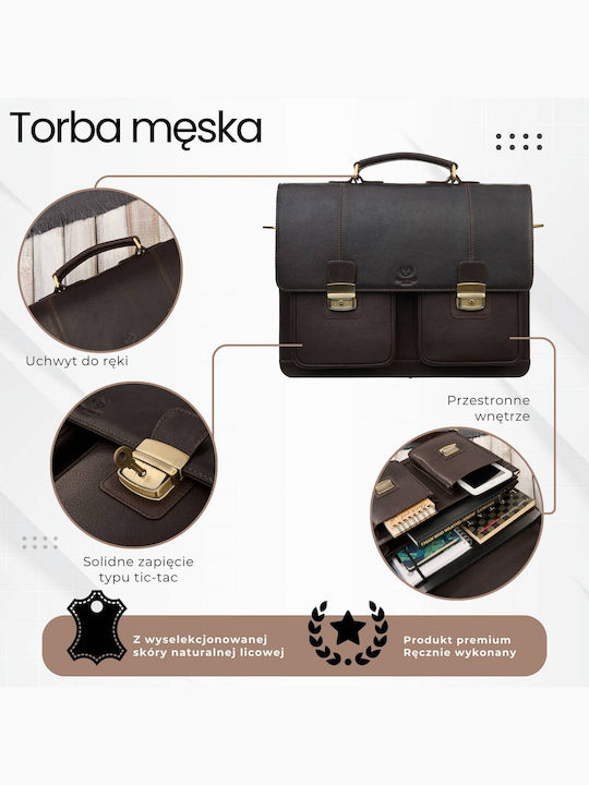 Δερμάτινη Ανδρική Τσάντα Ώμου / Χιαστί Καφέ