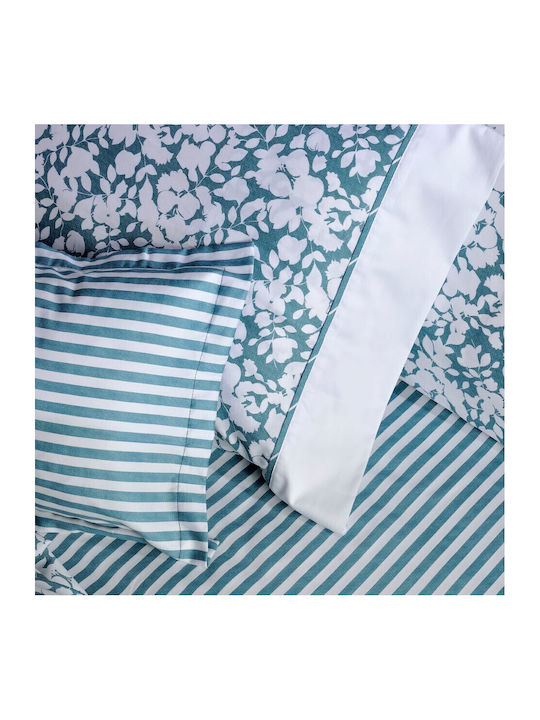 Down Town Home Elvira Bed Sheets Set for Single Bed 175x255cm Green 3 Pieces