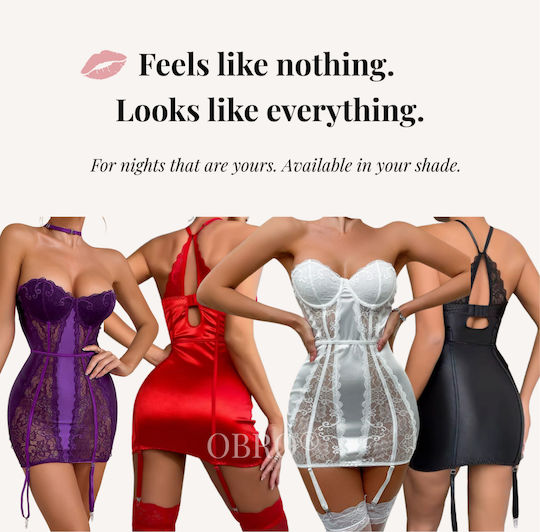 Sexy Intimate Lingerie Push-up Obro Privé Lace Mini Dress Choker Red