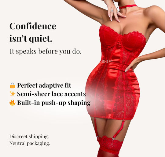 Sexy Intimate Lingerie Push-up Obro Privé Lace Mini Dress Choker Red