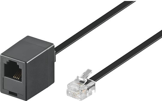 Goobay Плоски Телефонен кабел RJ11 6P4C 15м Черен (68258)