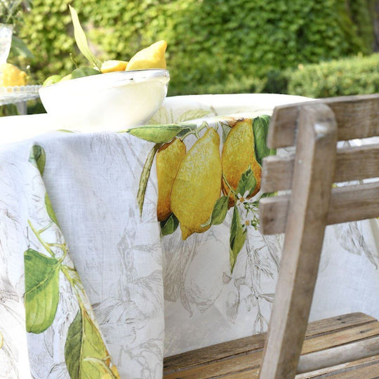 Tessitura Toscana Telerie Τραπεζομάντηλο Λινό Limoncello Λευκό 85x85εκ.