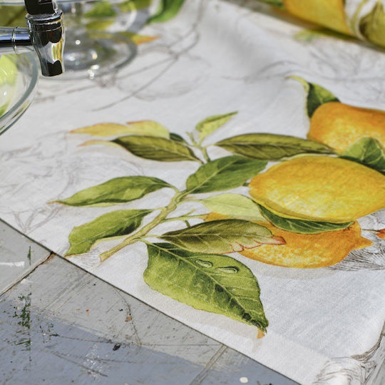 Tessitura Toscana Telerie Τραπεζομάντηλο Λινό Limoncello Λευκό 85x85εκ.