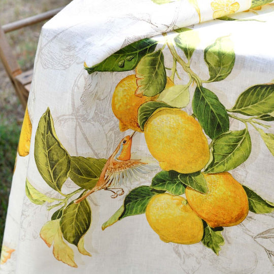 Tessitura Toscana Telerie Τραπεζομάντηλο Λινό Limoncello Λευκό 85x85εκ.